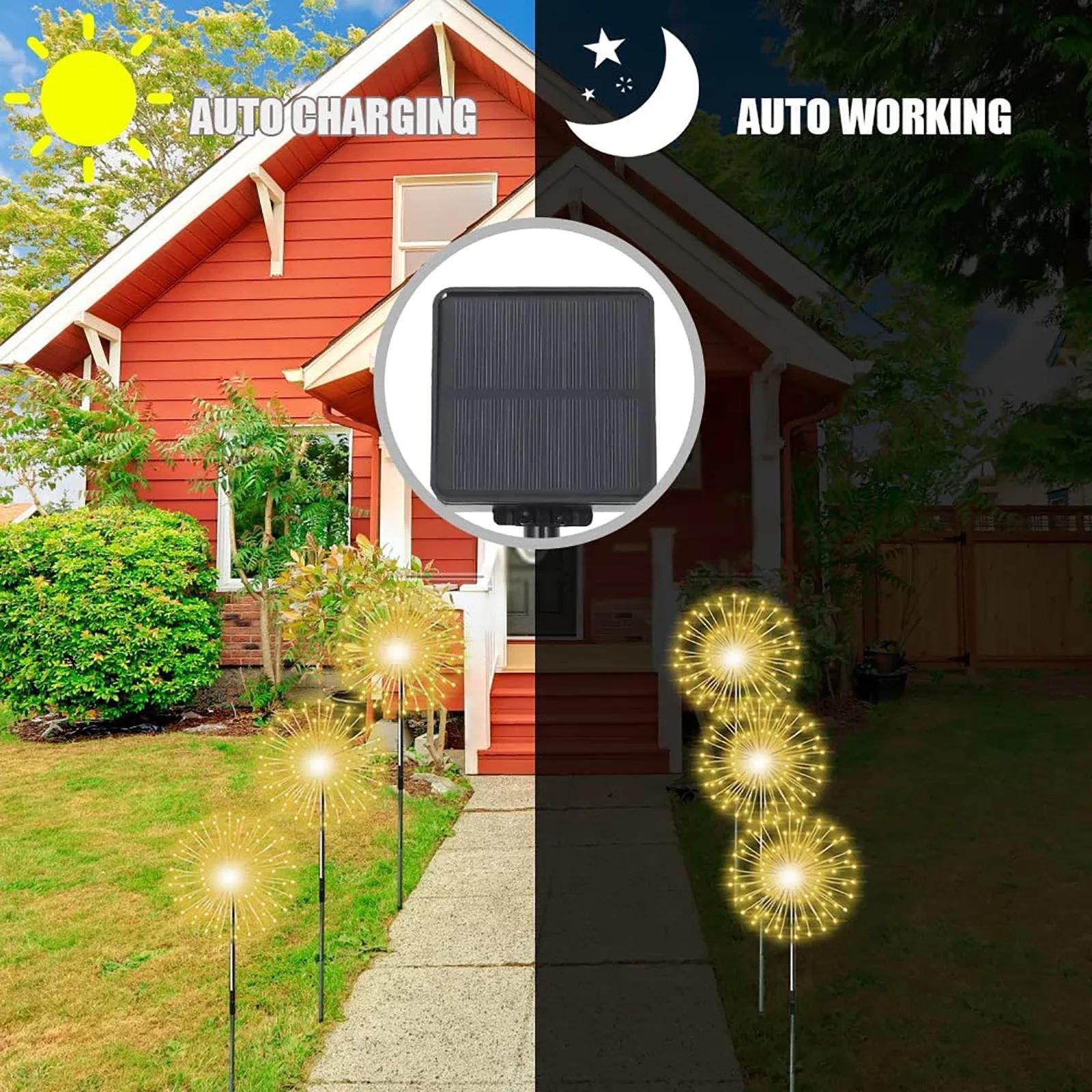 Enquêter d'artifice solaire à LED de couleur, lampe étanche bricolage, utilisée pour les lumières de