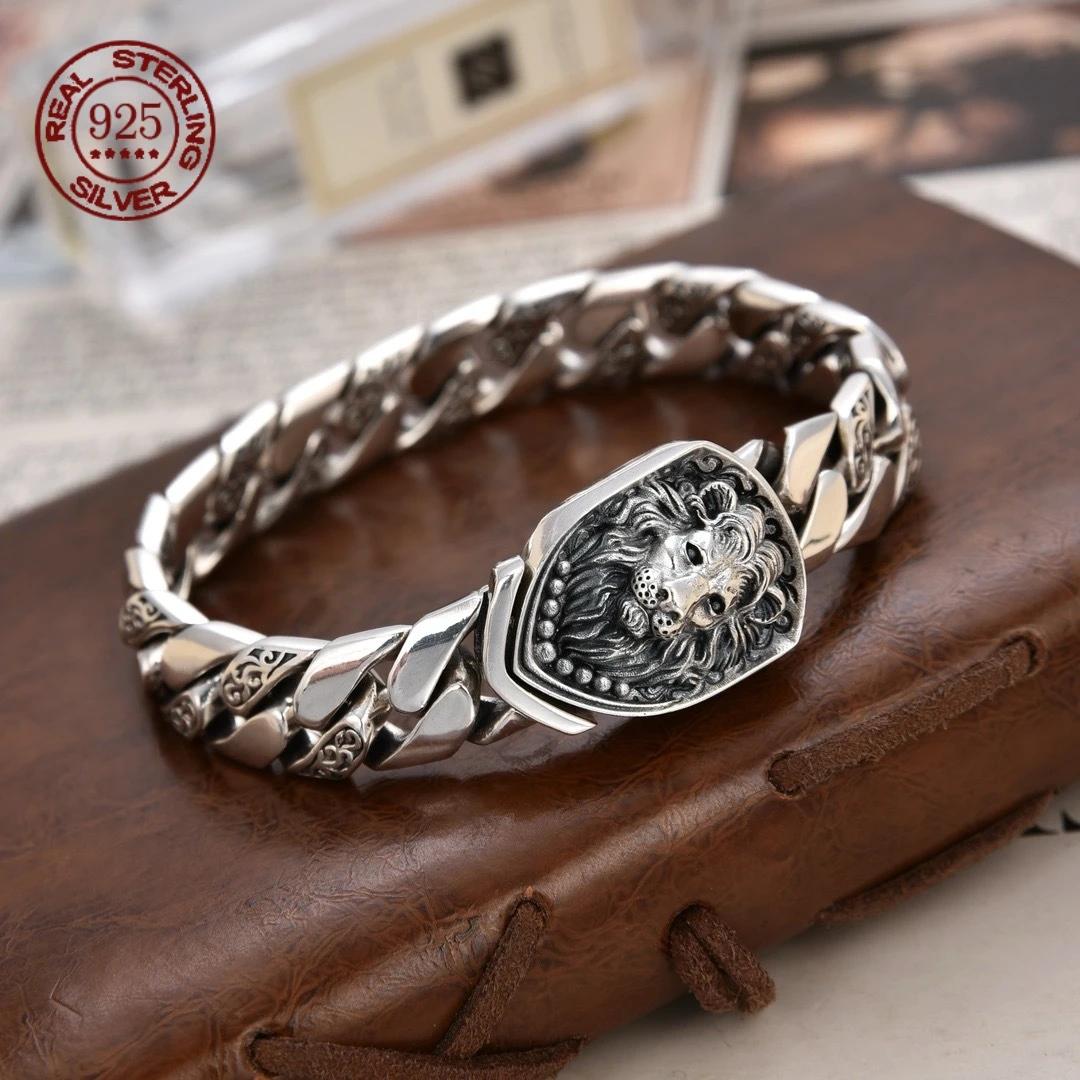 Bracelet en argent sterling S925, prix d'usine, dominateur, réservoir de lion, splendide, tendance,