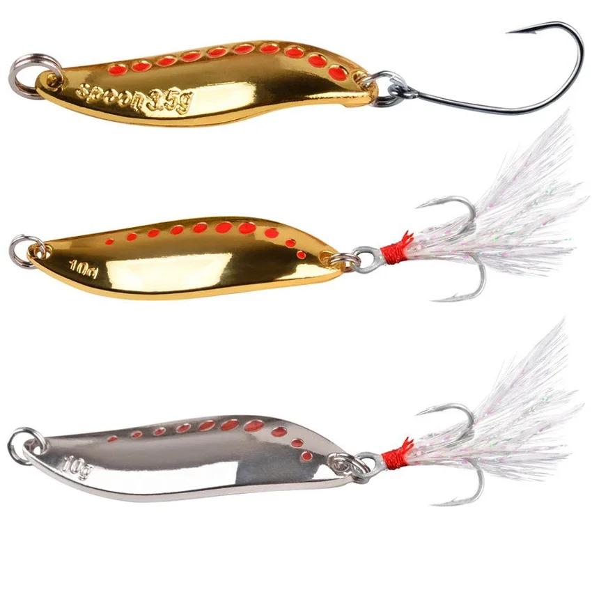 1 pièces métal Spinner cuillère leurres de pêche 2.5g-30g or argent appât artificiel avec plume trip