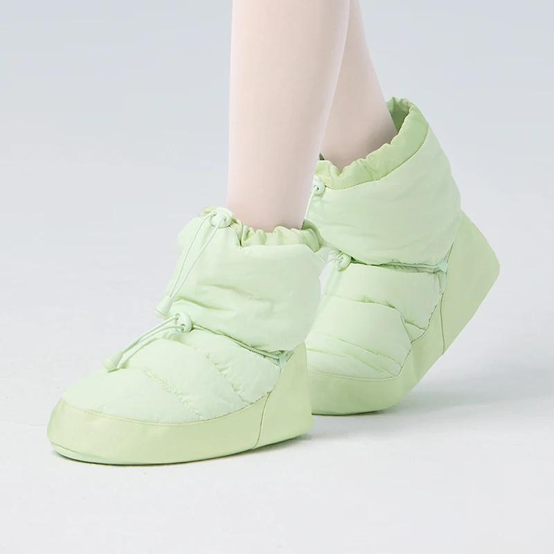 Bottes de ballet en velours pour femmes et filles - Chaussures de danse thermiques anti-dérapantes hiver