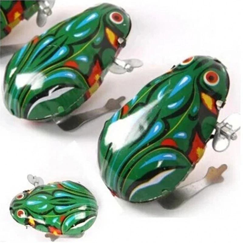 Jouet classique à remonter en étain, grenouille sauteuse, jouet vintage pour enfants, jouet éducatif