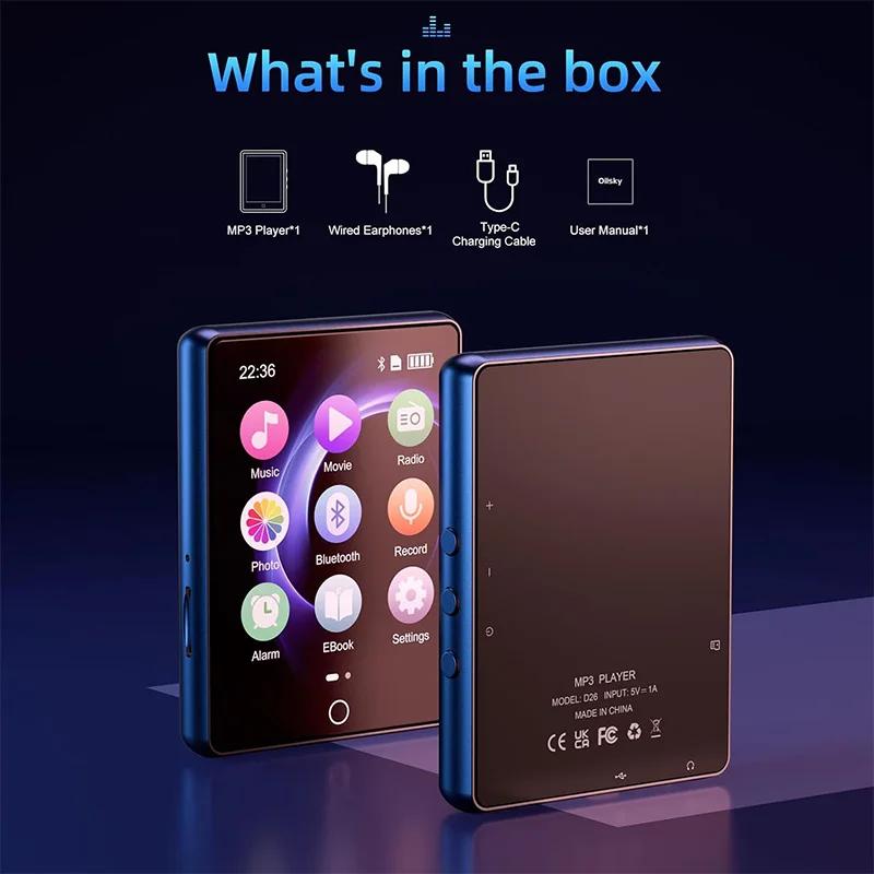 Lecteur MP3 à écran tactile, Bluetooth 2.8, lecteur de musique HiFi avec haut-parleur, radio FM, enr