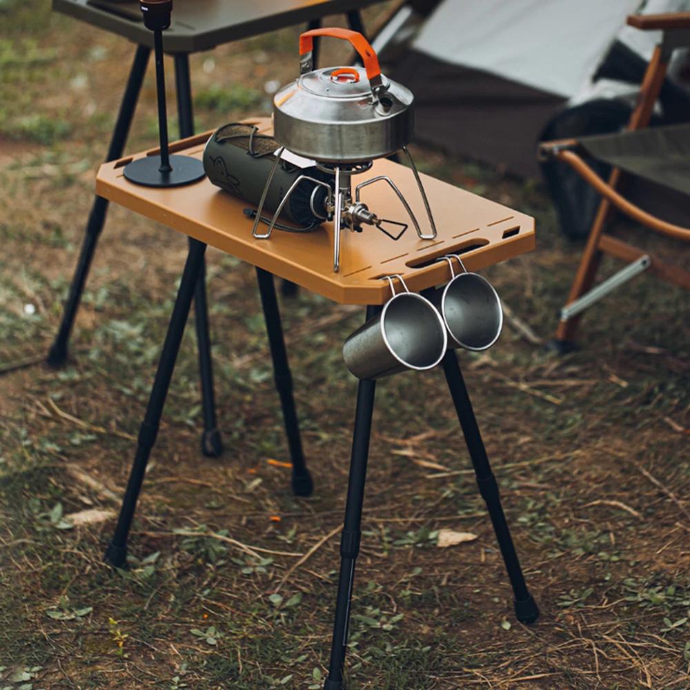 Table pliante pour Camping, hauteur réglable, Portable, légère, avec sac de transport, ustensiles de