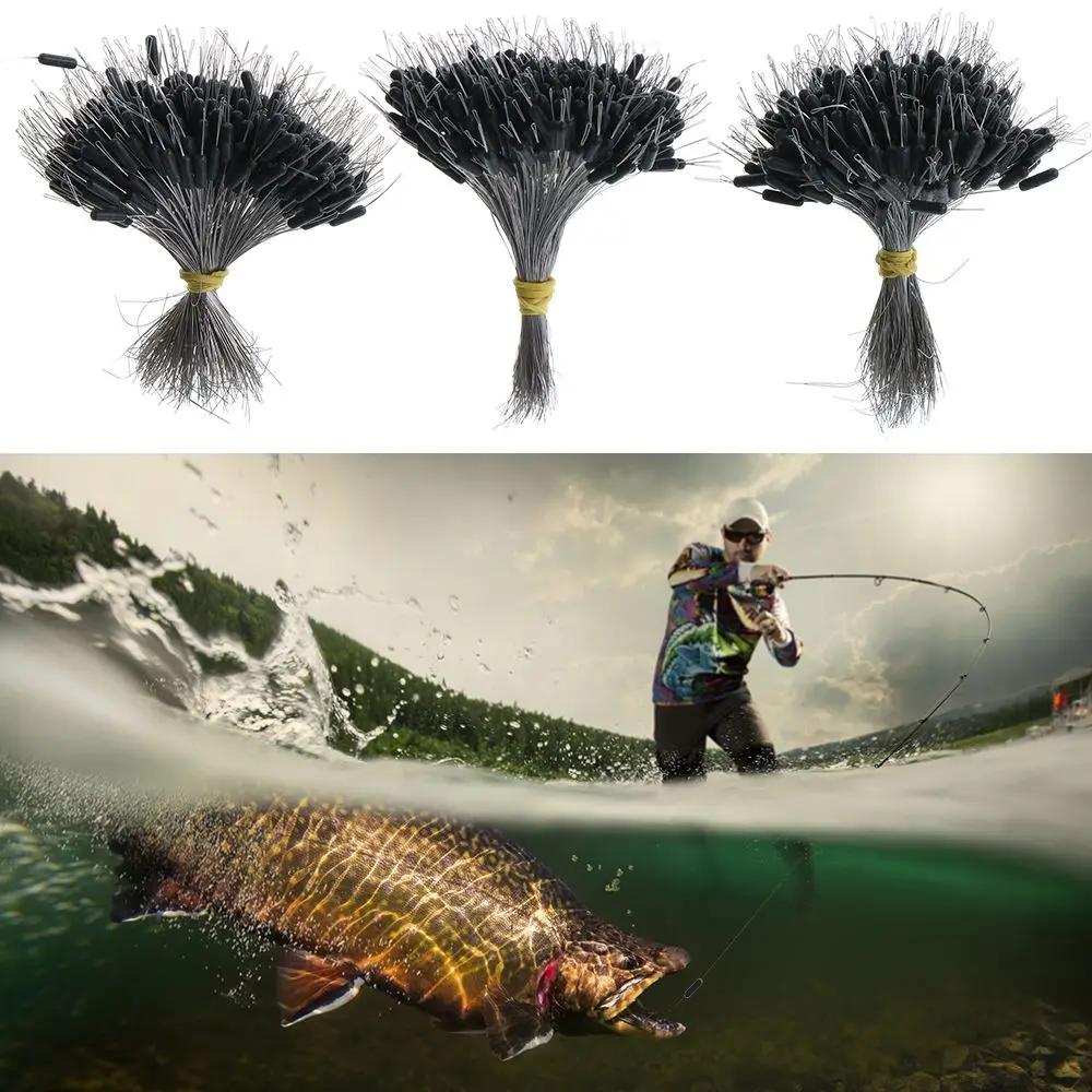 Bouchon de pêche en silicone noir, lot de 300 pièces, connecteur haricot, accessoires