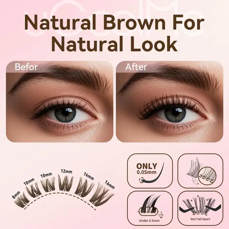 UCoolMe cils marron flore D Curl naturel vaporeux et léger segmenté cils grappe pour le maquillage à