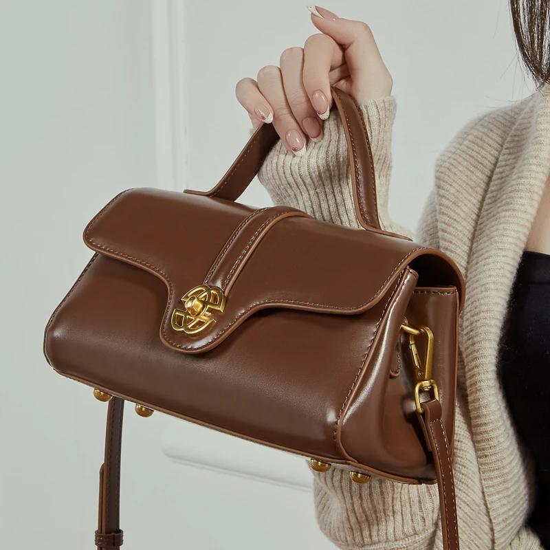 Sac à main de luxe en cuir de vache fendu pour femmes, sac à bandoulière carré de bonne qualité, nou