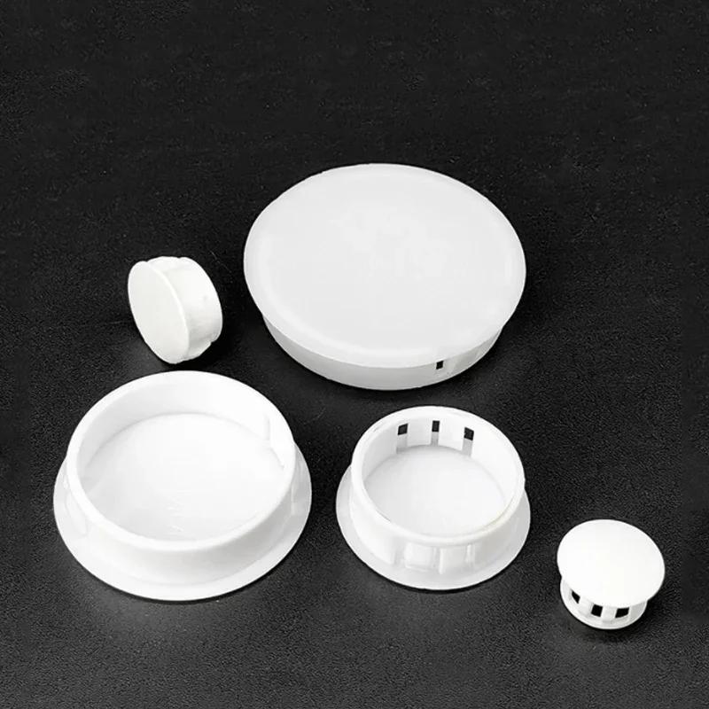 Couvercle de bouchon rond en Nylon blanc à trou encliquetable, couvercle de câble mural de bureau, t
