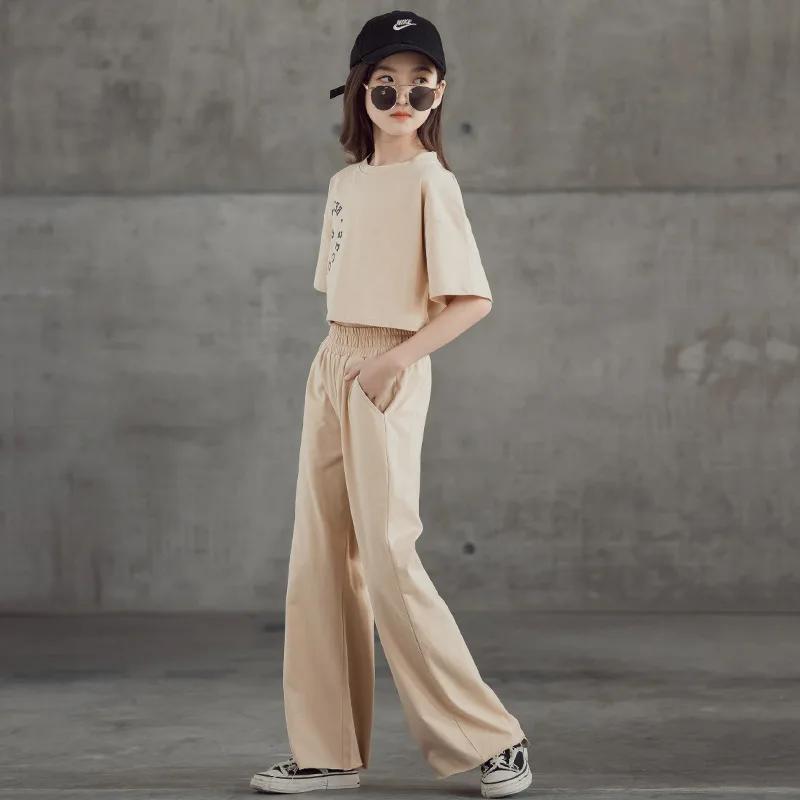 Ensemble de vêtements pour adolescentes de printemps et d'été, t-shirt et pantalon courts pour enfan