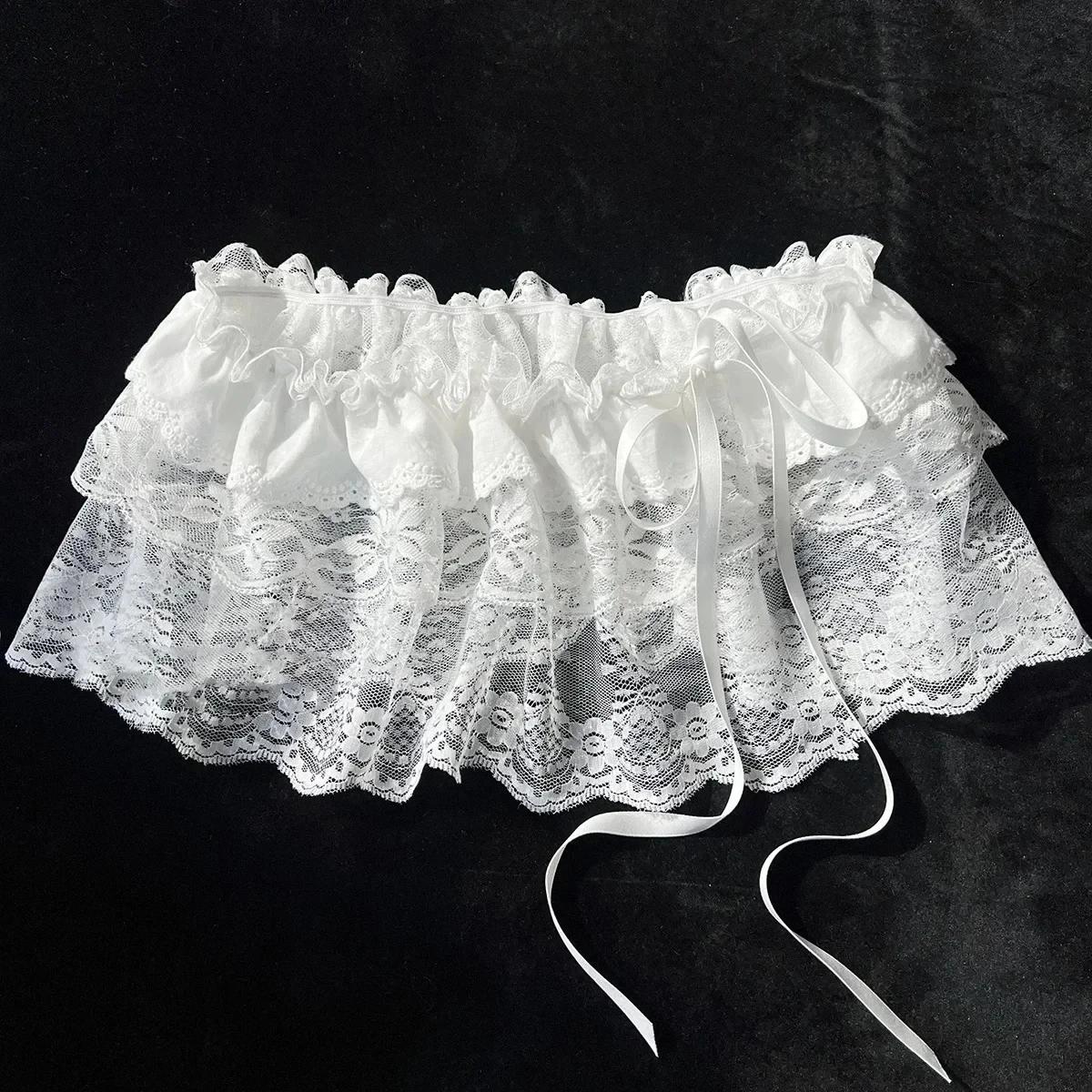 Coréen Ins blogueur Unique dentelle couches gaze jupes dentelle garniture a-ligne courte tissu Mini