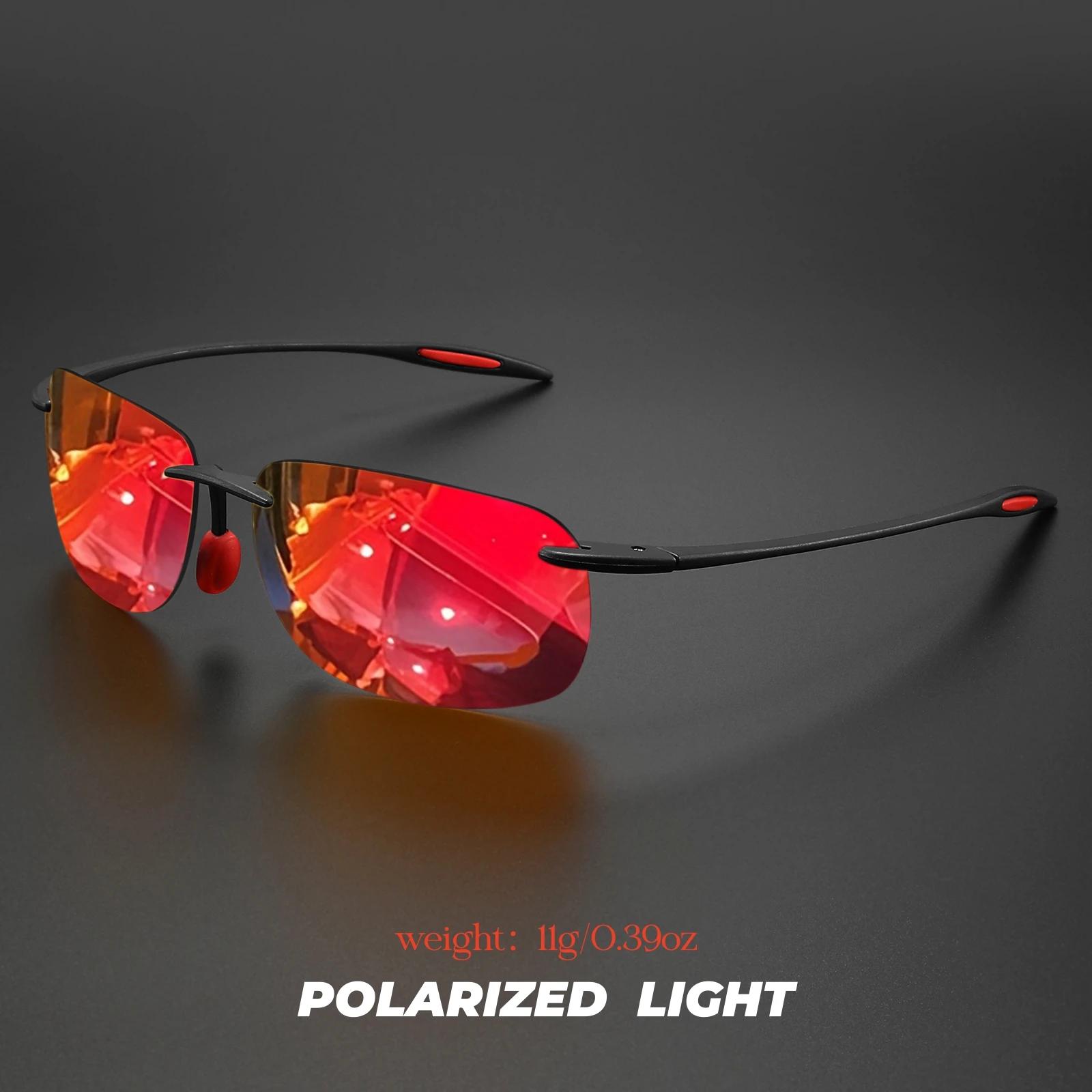 Lunettes de soleil polarisées sans cadre TR90 ultra légères 11 g – Coupe flexible et confortable, fo