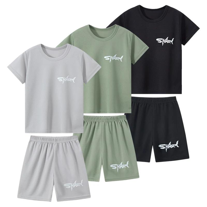 Combinaison de sport 2 pièces pour enfants, lettre d'été, séchage rapide, pour garçons et filles, T-
