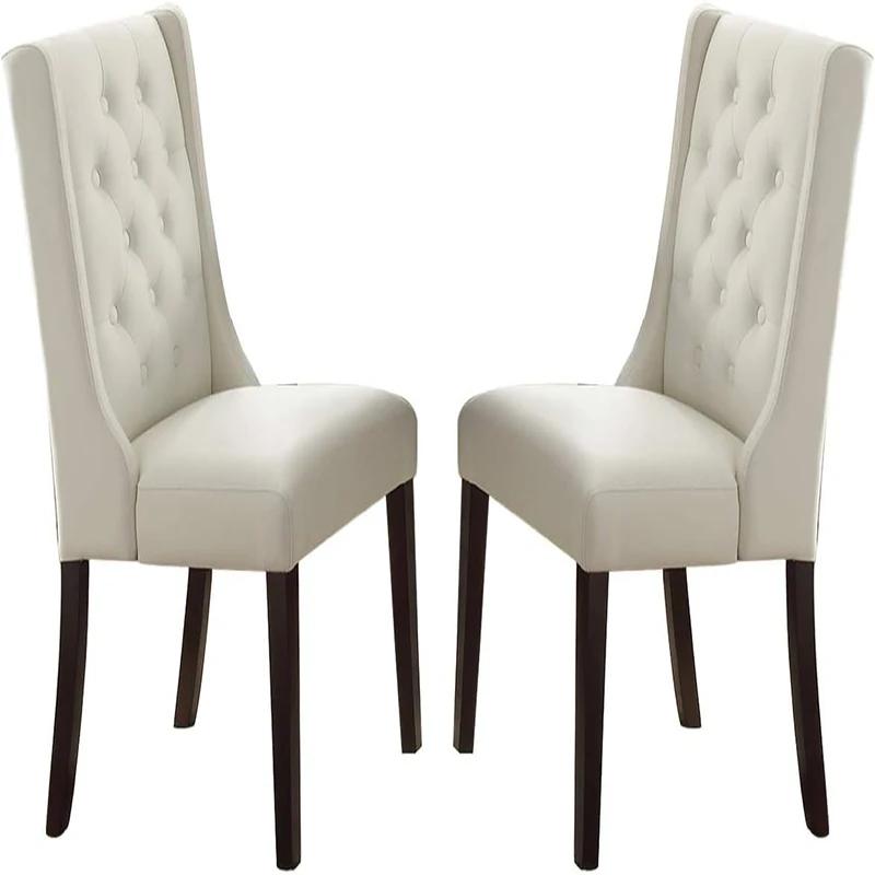 Ensemble de 2 chaises capitonnées en similicuir blanc, siège de salle à manger moderne, sur place