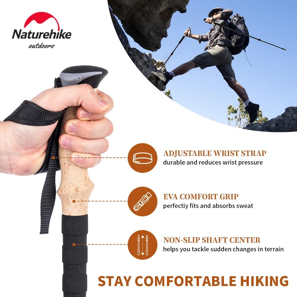 Naturehike baton de randonnée 2 pièces baton telescopique Fibre de carbone baton de marche randonnée