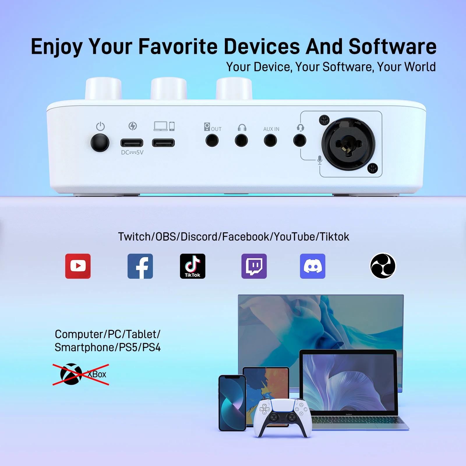 MAONO-G1 NEO Gaming Audio Mall, streaming 4 canaux, effets sonores personnalisés, RVB avec interface