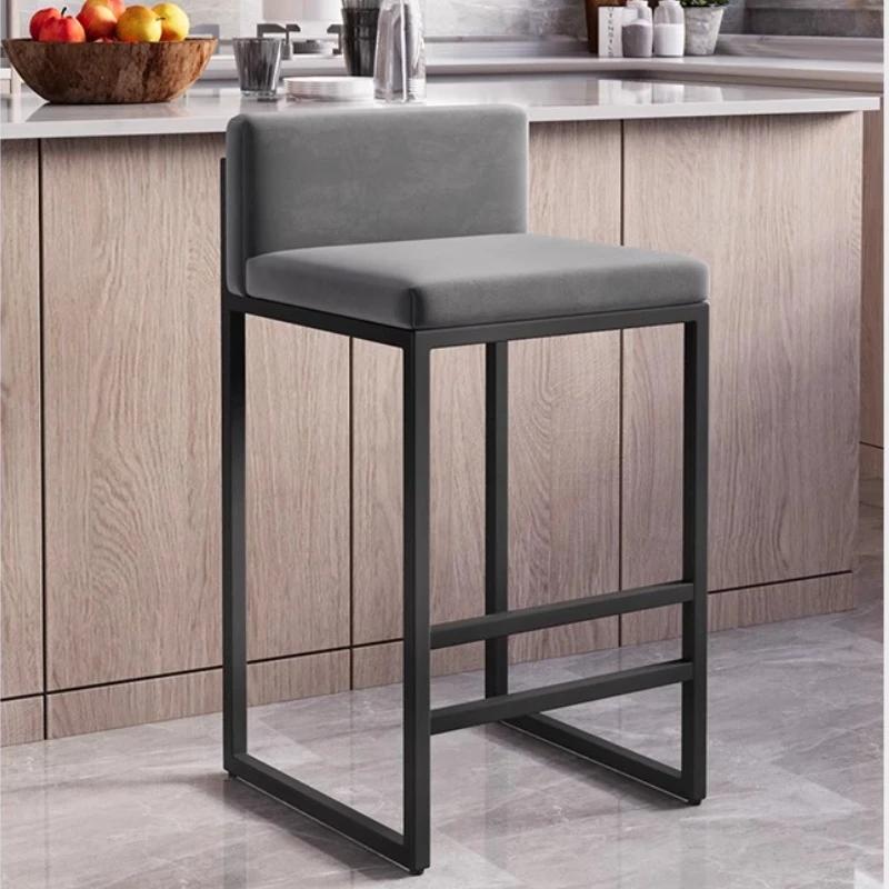 Tabouret de bar moderne avec dossier en fer forgé, chaise de comptoir pour la maison, l'îlot de cuis