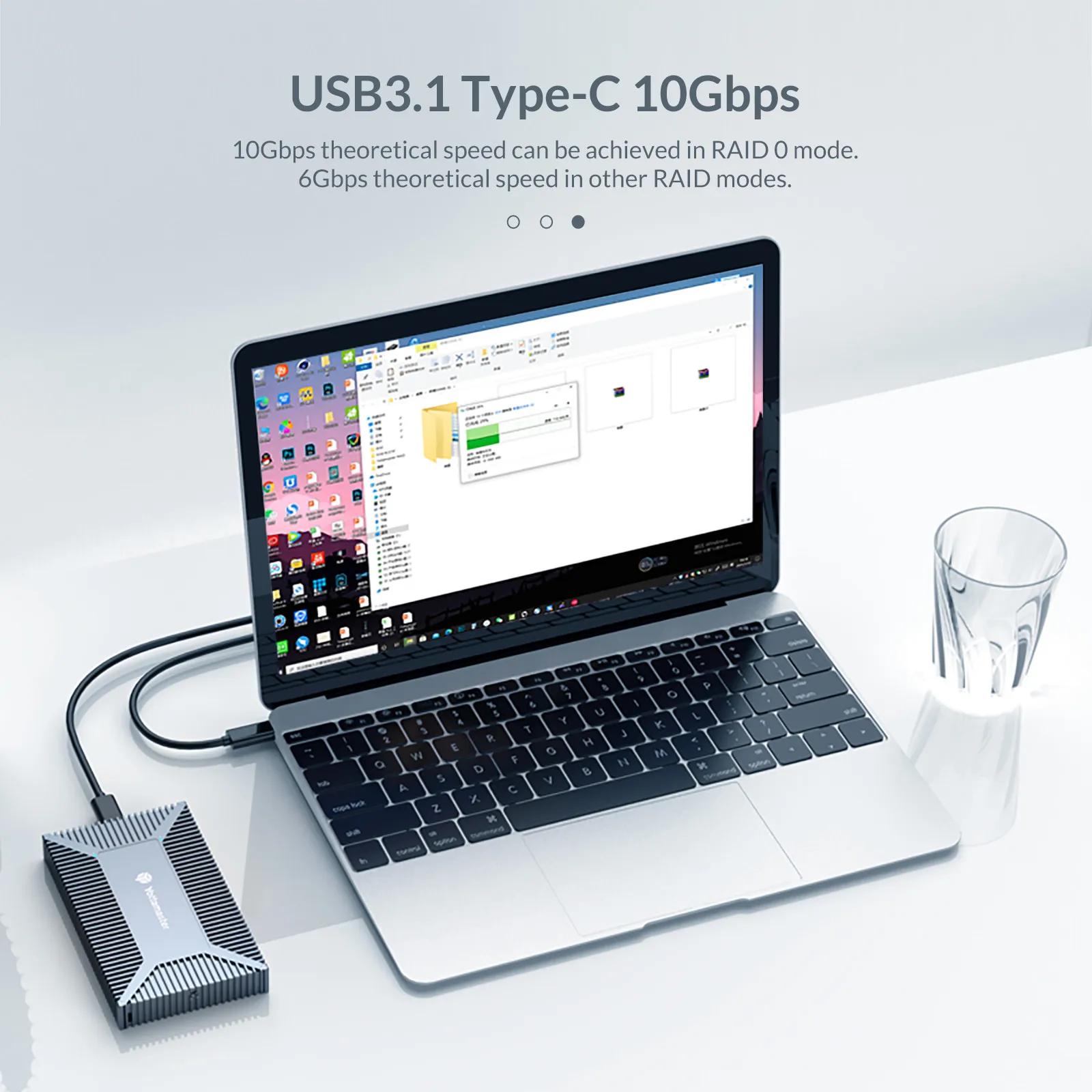 Yottam84- Boîtier de disque dur externe SATA RAID, 10Gbps, M.2 NGFF SATA SSD, prise en charge du mod
