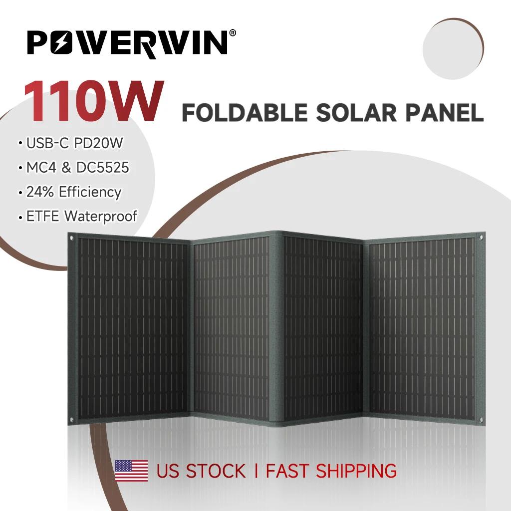 POWERWIN PWS110 Panneau solaire pliable Chargeur de batterie Flexible 18V 110W ETFE 24% d'efficacité