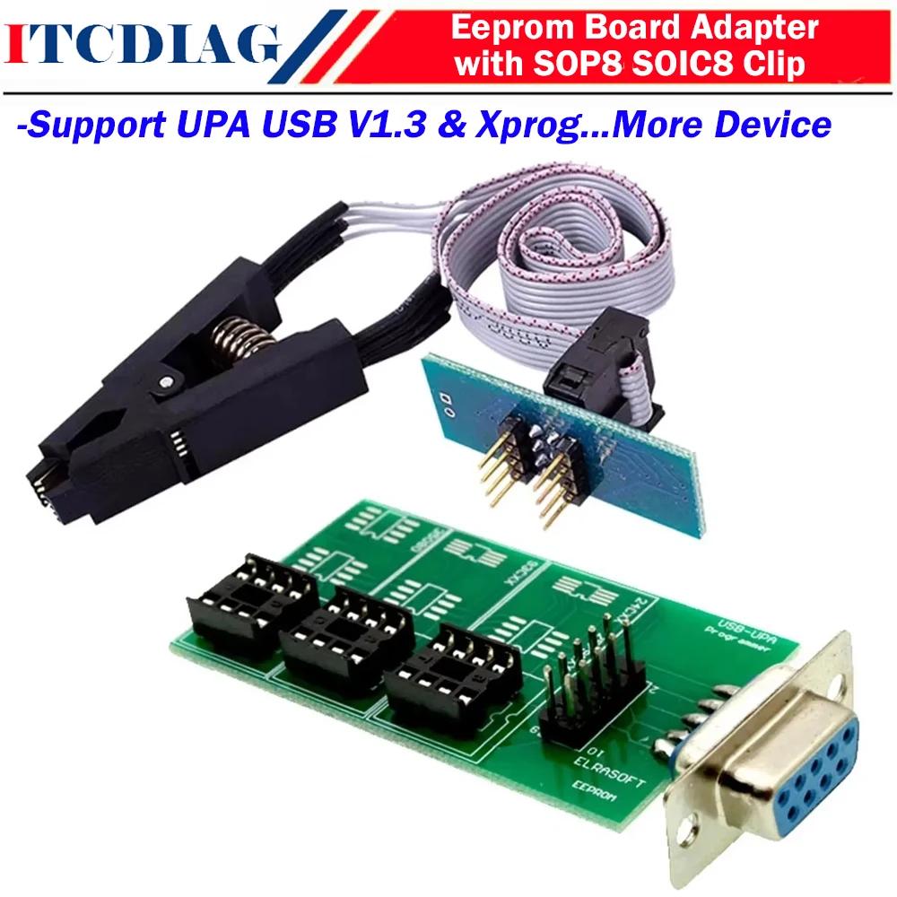 Programmeur de réglage de puce ECU UPA USB V1.3 Xprog, adaptateur de carte Eeprom avec Clip SOP8 SOI