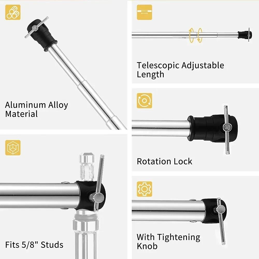 Barre transversale télescopique de 3M de longueur maximale, trépied réglable en C pour photographie,