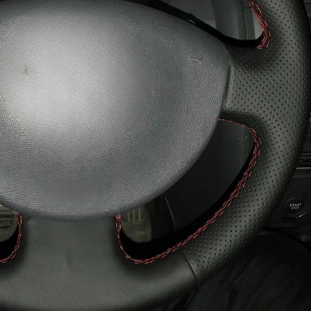Juste de Volant de Voiture Cousue à la Main en Cuir Artificiel Noir, pour Renault Megane 2 2003-2008