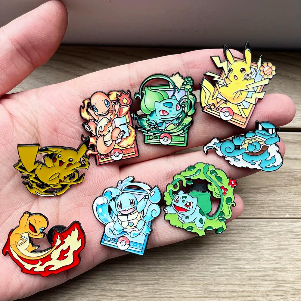 8 pièces/ensemble d'épingles en émail Pokémon, broches de dessin animé mignonnes, badges en métal Pi