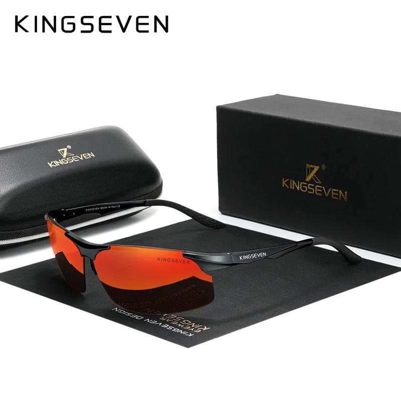 KINGSEVEN cyclisme polarisé UV400 lunettes de soleil hommes en aluminium conduite miroir lentille mâ
