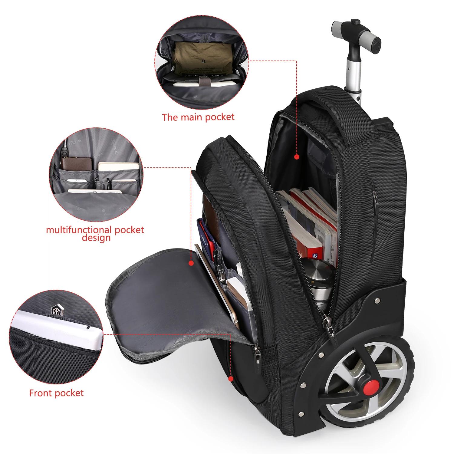 Sac à dos à bagages roulants de 20 pouces avec roulettes, valises de voyage, sacs à roulettes de gra