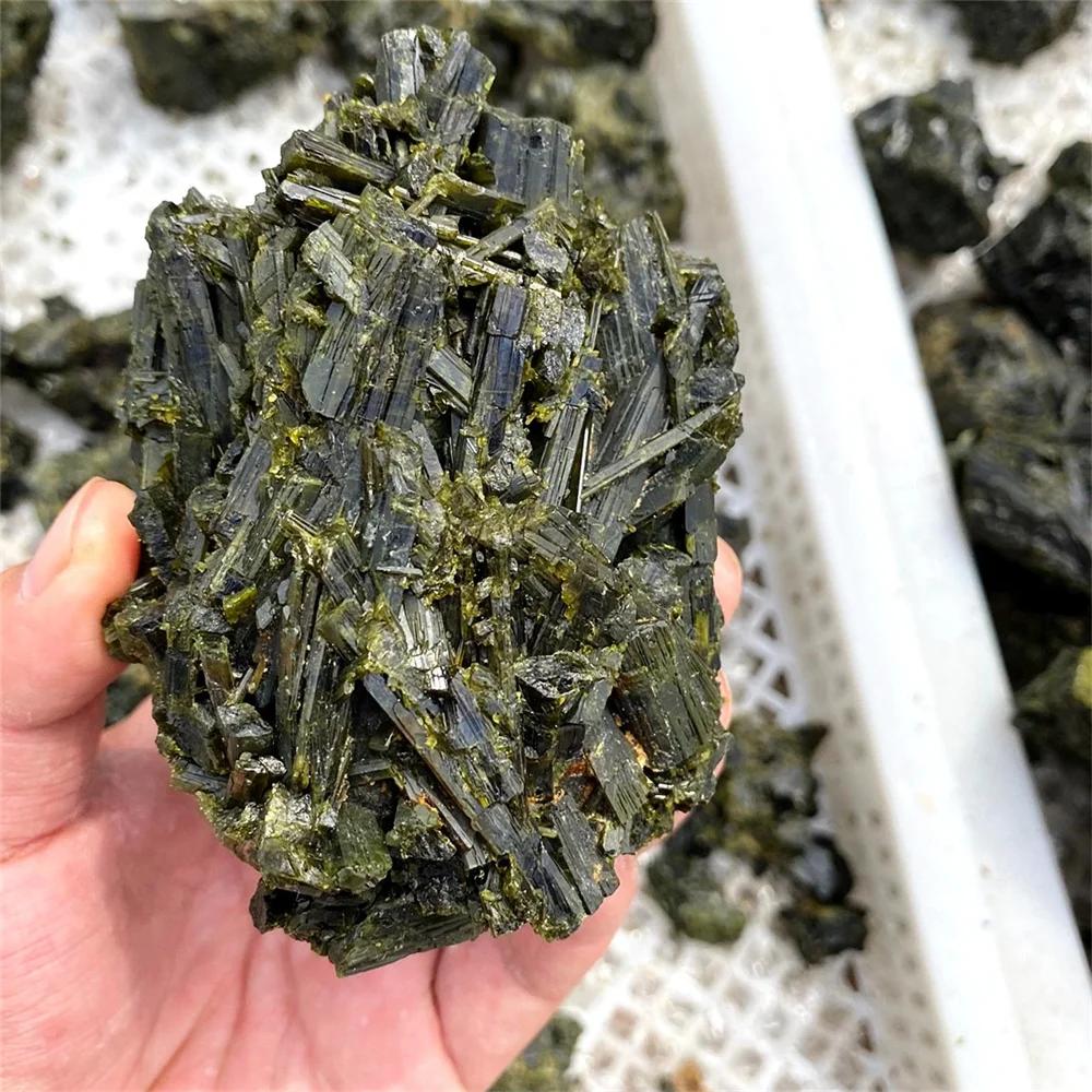 Pierre de tourmaline verte naturelle de haute qualité, spécimen minéral brut, pierres précieuses, pi