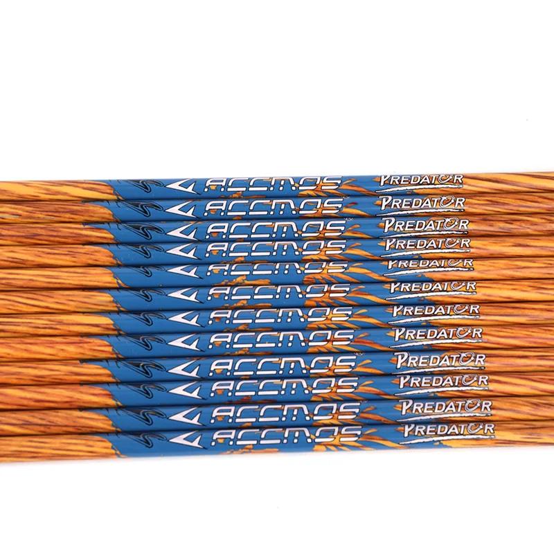 Tige de flèche en carbone avec patient en bois, ID 6,2mm, 350mm, 400mm, 450mm, 500mm, 550mm, 600mm,