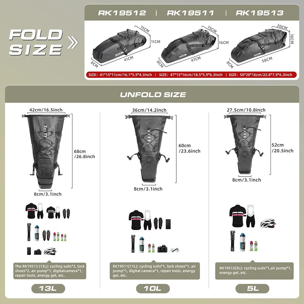 Bal inowalk-Sac de dégager de vélo étanche, rangement de grande capacité, sac arrière arrière, sacoc