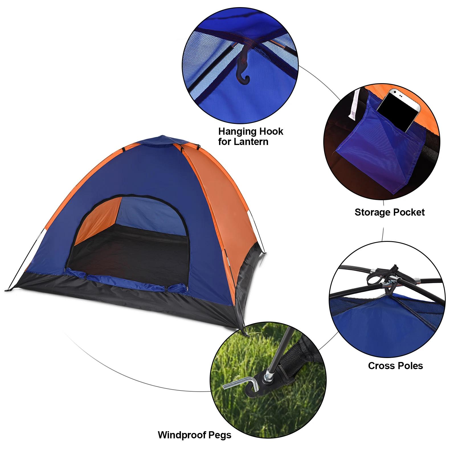 TOMSHOO – tente de Camping légère pour 3 à 4 personnes, tente de randonnée en plein air avec mouche