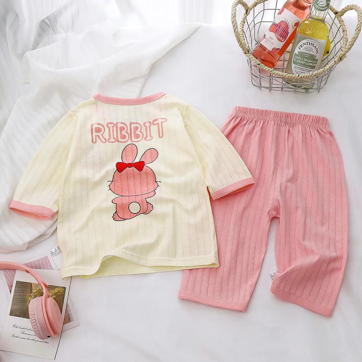 Ensemble pyjama en coton pour bébé, manches longues, vêtements de nuit pour bébé, dessin animé, vête