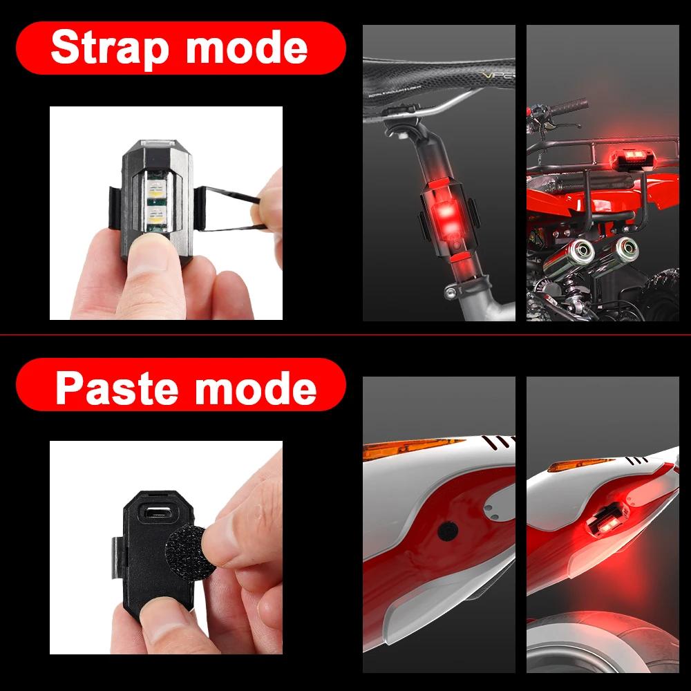 Lumières stroboscopiques universelles à LED pour moto, anti-collision, lumière iodée avec chargement