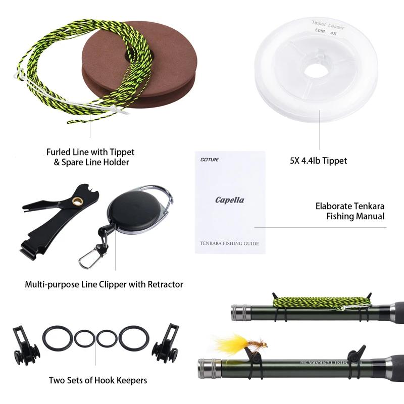 Goture Tenkara canne à pêche à la mouche Combo 3.6m tige en Fiber de carbone ultralégère avec ligne
