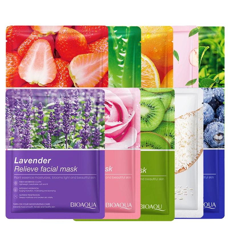 30 pièces/lot BIOAQUA feuille de soin de la peau masque aloès Olives grenade algues lot masque Facia