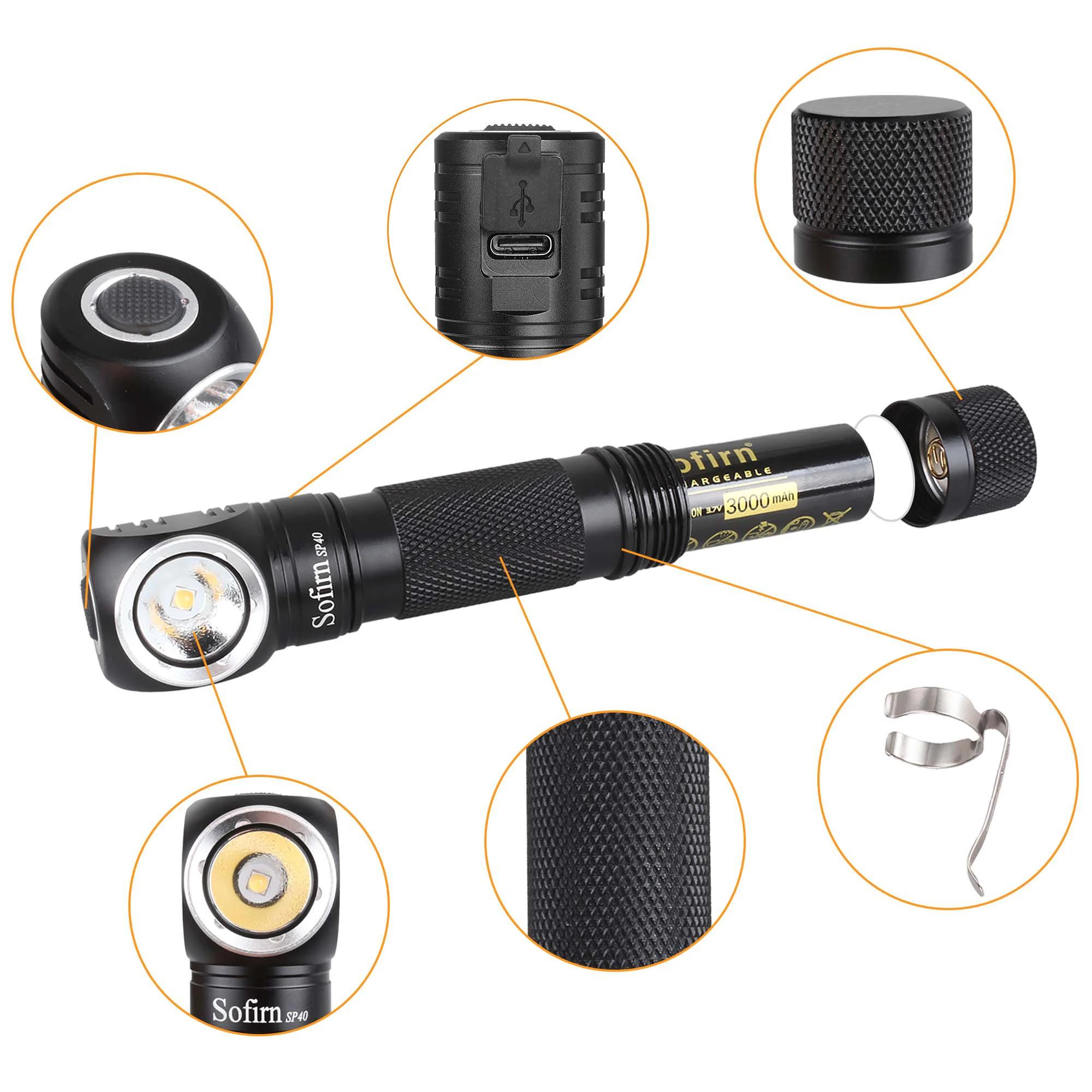 Sofirn-Lampe de sauna LED éventuelles 40, XPL sous strada 18650 Type C, lampe de poche aste 18350 av