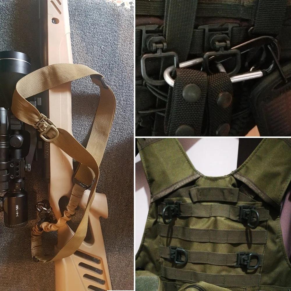 Clips d'anneau en D rotatif à 360 degrés, accessoires de sac tactique pour fixation de sangle MOLLE,