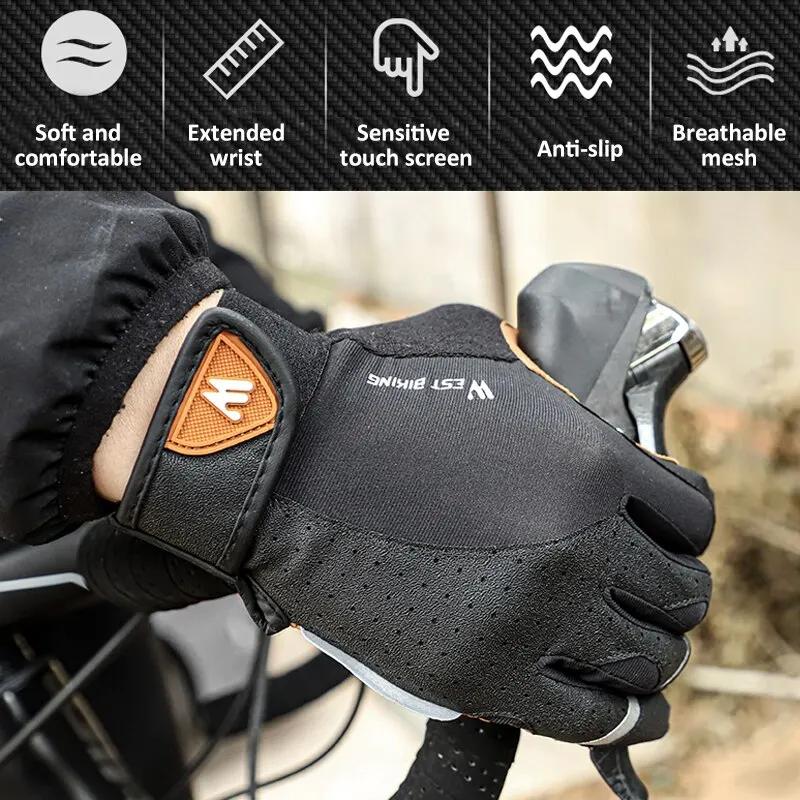 WEST BIKING-Gants de cyclisme respirants pour hommes et femmes, mitaines complètes, gants de sport d