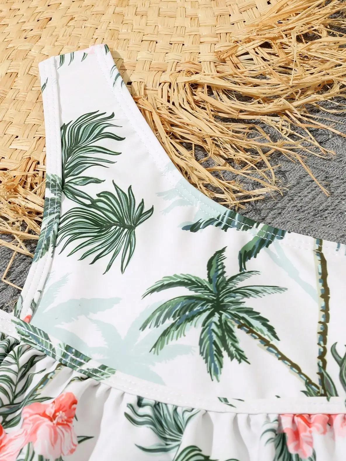 Maillot de bain une pièce imprimé à volants pour filles 2026 – Tenue de bain pour enfants, maillot d