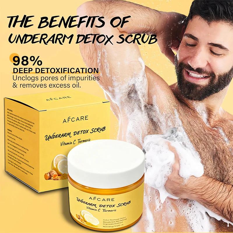 Gommage détox sous les bras, curcuma, vitamine C, dissolvant de taches foncées, déodorant pour le co