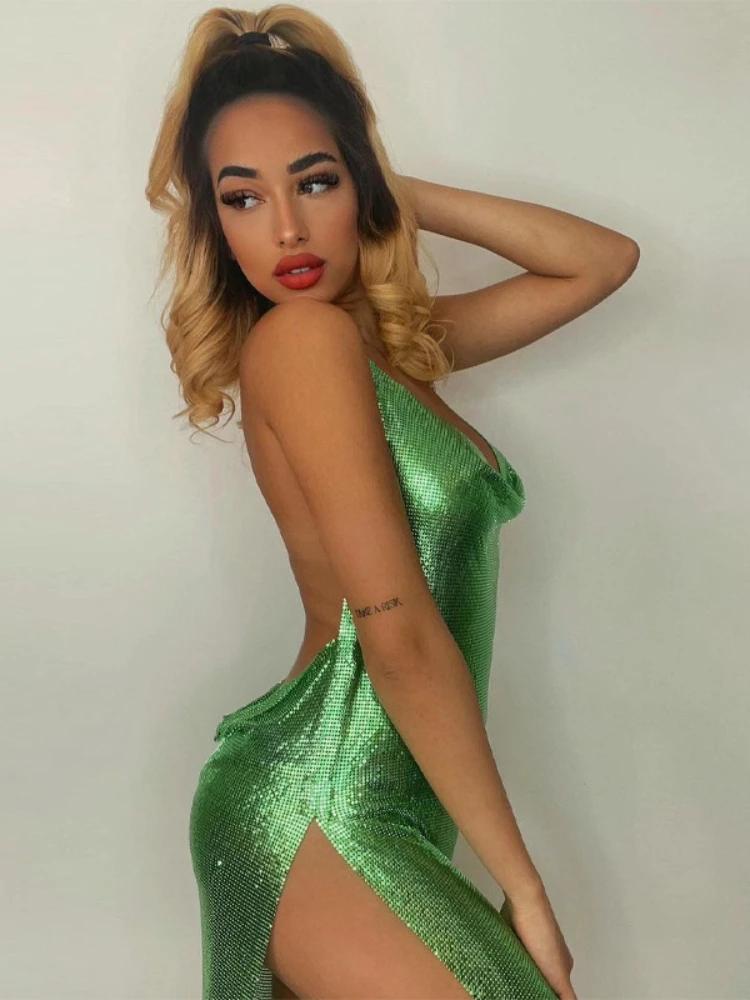 Robe courte élégante pour femmes, Sexy et à la mode, avec col suspendu, dos nu, bas de poitrine, pai