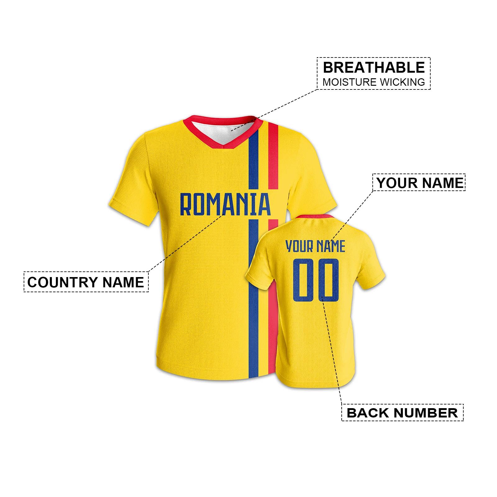 Maillot de football roumanie personnalisé, maillot de football personnalisé avec nom et numéro, vête