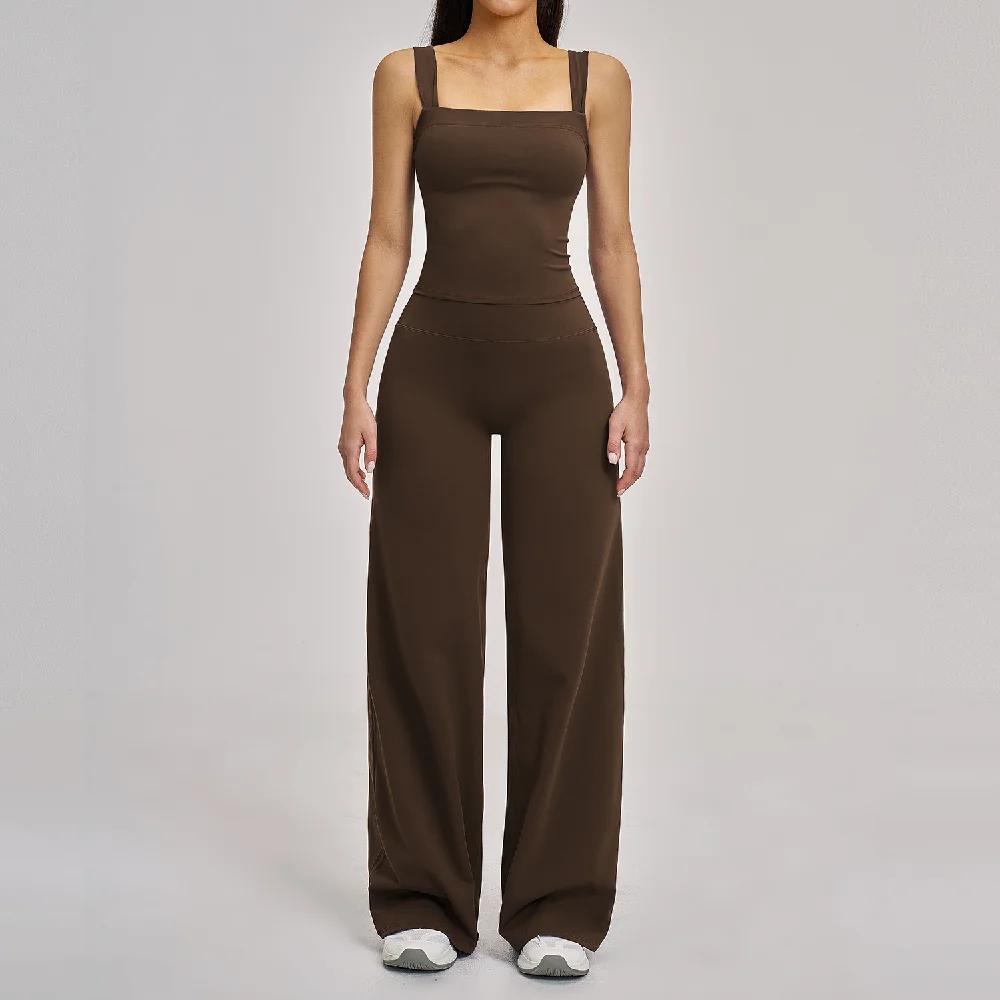 Ensemble de yoga 2 pièces pour femmes, ensemble de sport antichoc, veste de sport, pantalon évasé ta