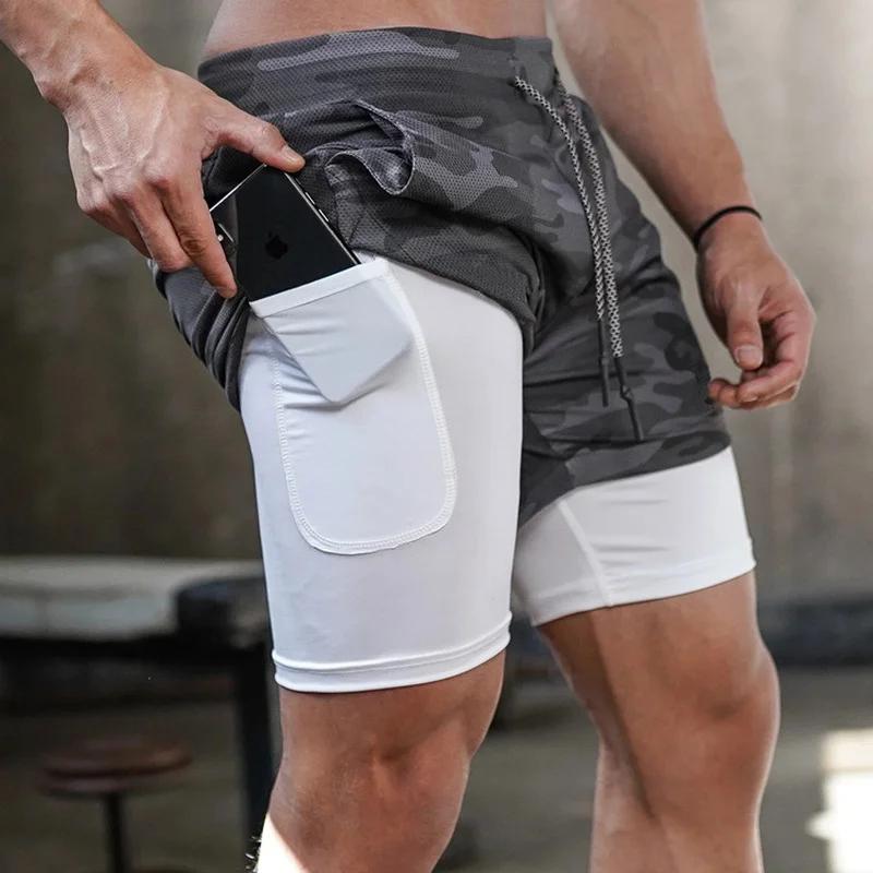 Short camouflage course homme 2 en 1 séchage rapide pour entraînement fitness jogging été