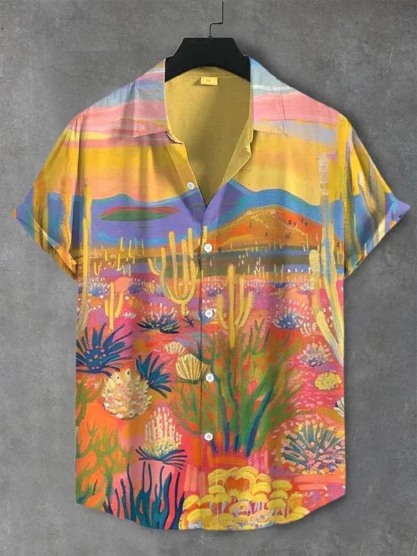Beaux chemises graphiques pour hommes, chemises à revers boutonnées à manches courtes pour l'été, ha
