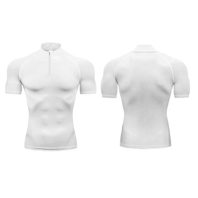 Polo compression homme course été Fitness séchage rapide musculation Muscle T-shirt sport