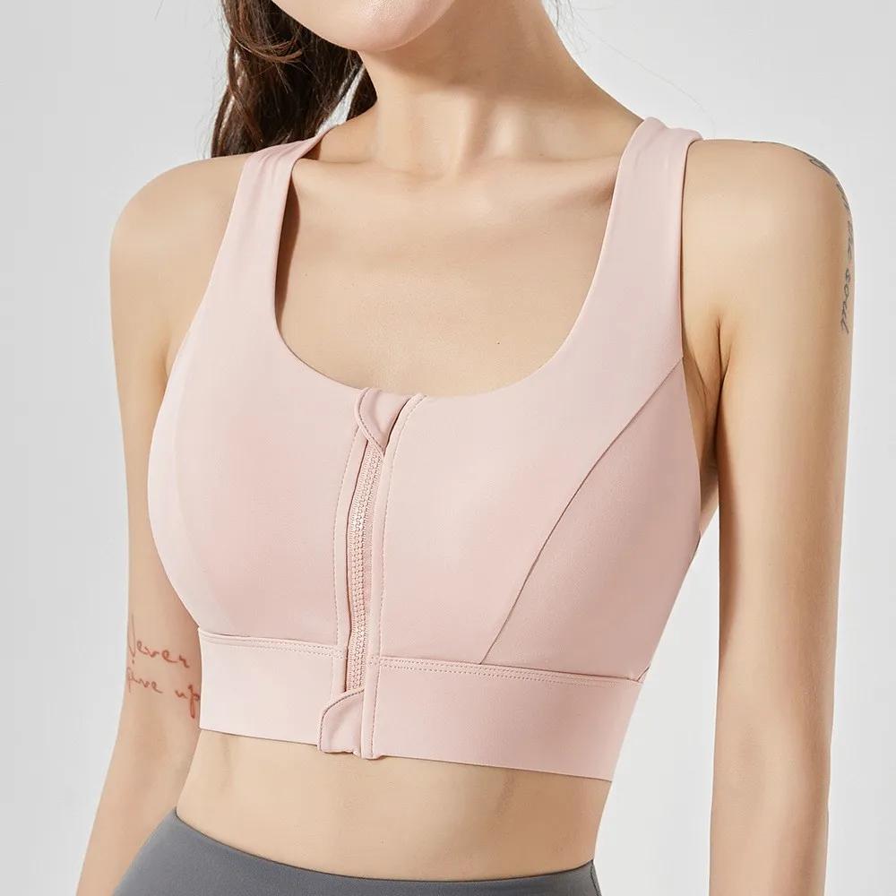 Soutien-gorge de sport à fermeture éclair sur le devant, sous-vêtements de sport résistants aux choc