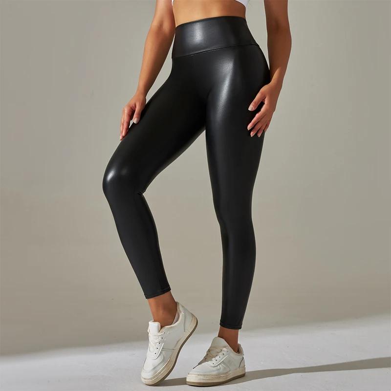 Leggings surdimensionnés pour femmes, pantalons en cuir PU taille haute, serrés et Sexy, pantalons d
