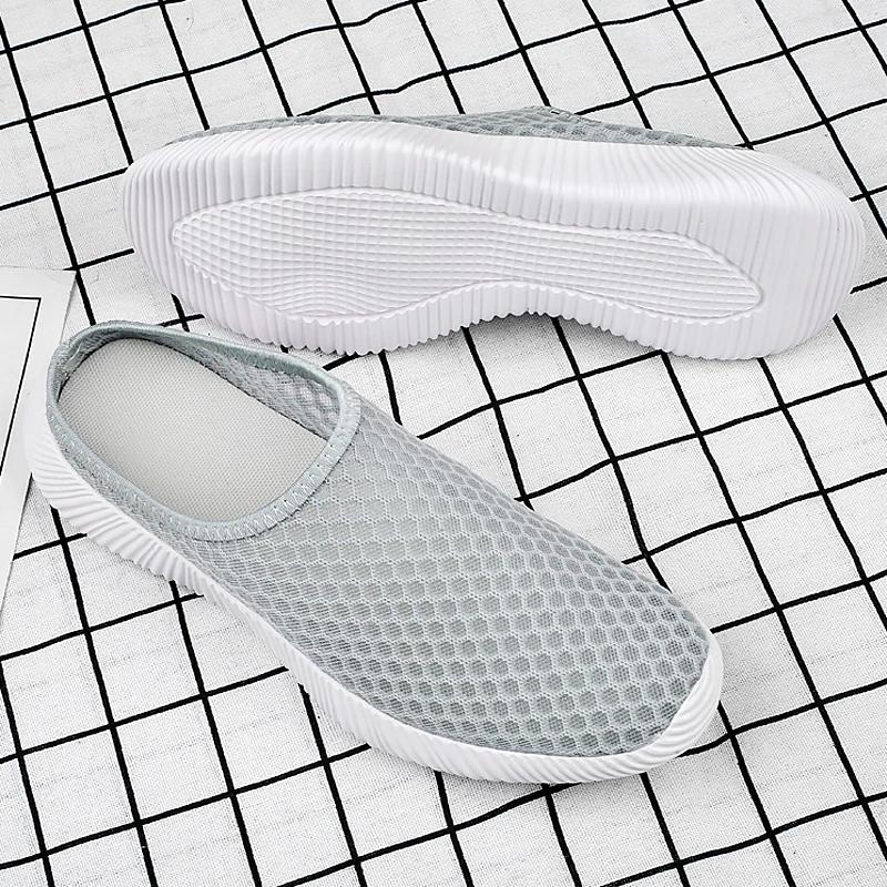 Chaussures d'été femmes demi-pantoufles maille unisexe - Tennis légères respirantes intérieur extérieur mode