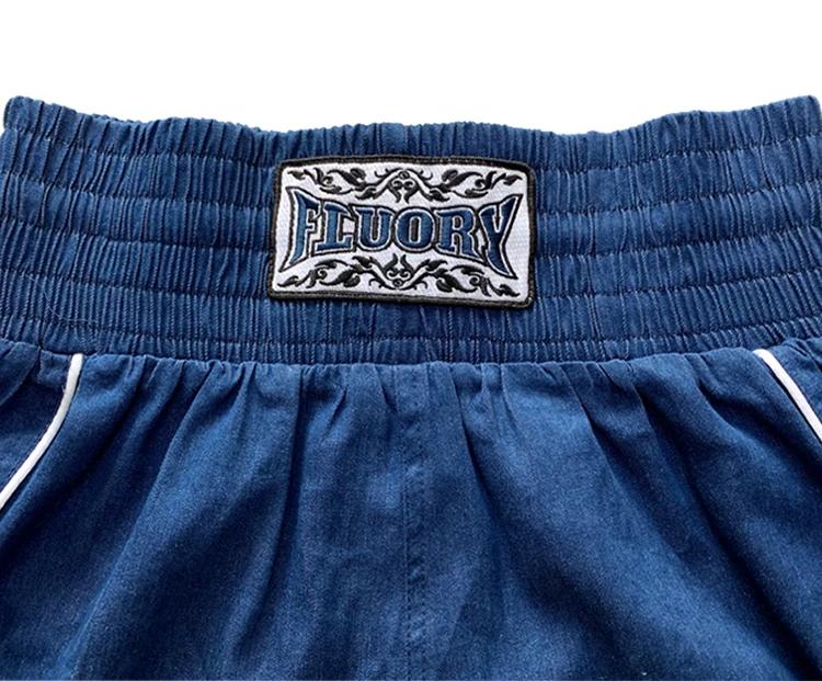 Short de boxe Floury, combinaison d'entraînement Muay Thai, pantalon de combat, short en Denim pour
